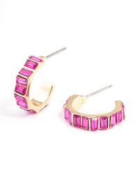 Maroon Mini Baguette Hoop Earrings - link has visual effect only