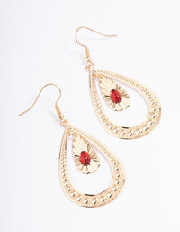 Red Open Teardrop Boho Drop Earrings - link has visual effect only