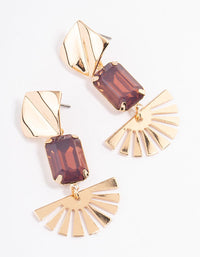 Brown Radiant & Fan Drop Earrings - link has visual effect only