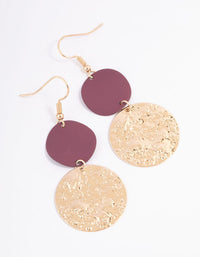 Brown Mixed Plain & Textured Drop Earrings - link has visual effect only