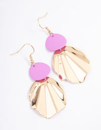 Pink Disc & Fan Drop Earrings - link has visual effect only