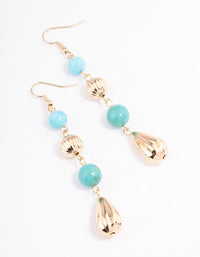Turquoise Mixed Round Beaded Drop Earrings - link has visual effect only