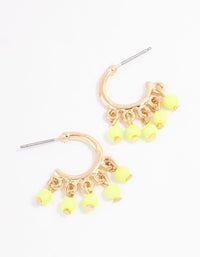 Yellow Mini Beaded Huggie Earrings - link has visual effect only
