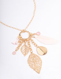 Gold Mixed Leaf Long Necklace - link has visual effect only
