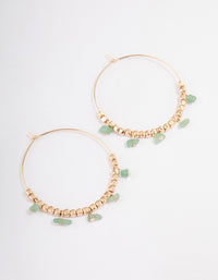 Gold Green Aventurine Mixed Shape Beaded Hoop Earrings - link has visual effect only