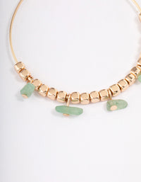 Gold Green Aventurine Mixed Shape Beaded Hoop Earrings - link has visual effect only