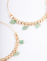 Gold Green Aventurine Mixed Shape Beaded Hoop Earrings - link has visual effect only