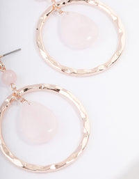 Rose Gold Rose Quartz Teardrop Hoop Earrings - link has visual effect only