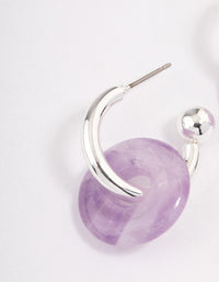 Silver Amethyst Pendant & Huggie Hoop Earrings - link has visual effect only