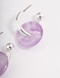 Silver Amethyst Pendant & Huggie Hoop Earrings - link has visual effect only