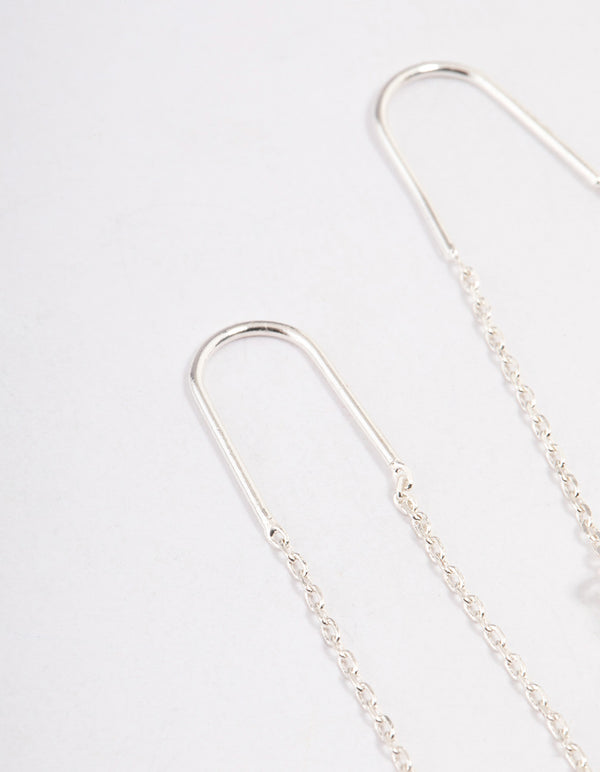 Silver Green Fluorite Threader Earrings