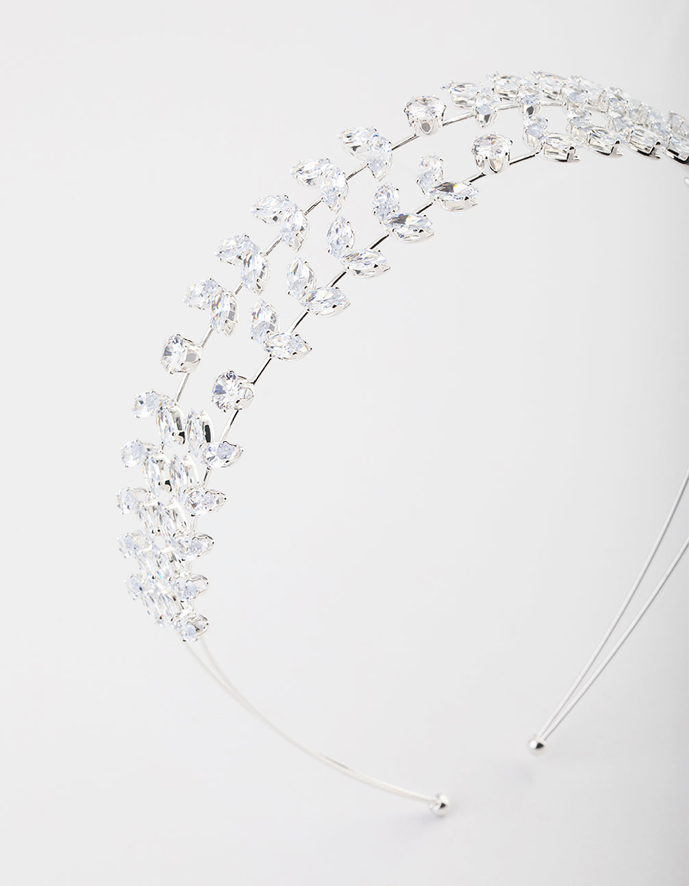 Silver Double Leaf Row Headband