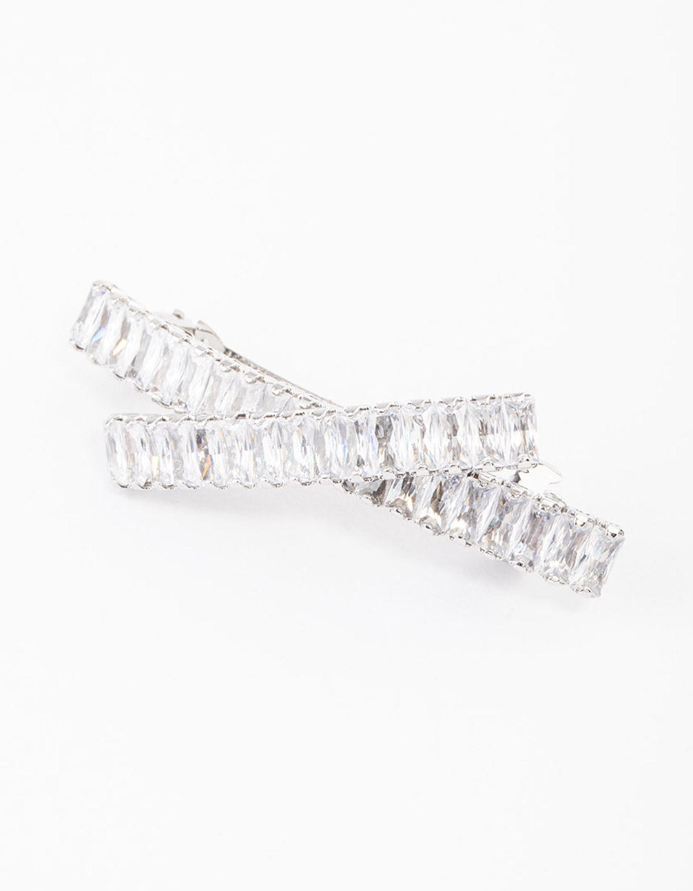 Silver Cubic Zirconia Criss Cross Celestial Hair Clip