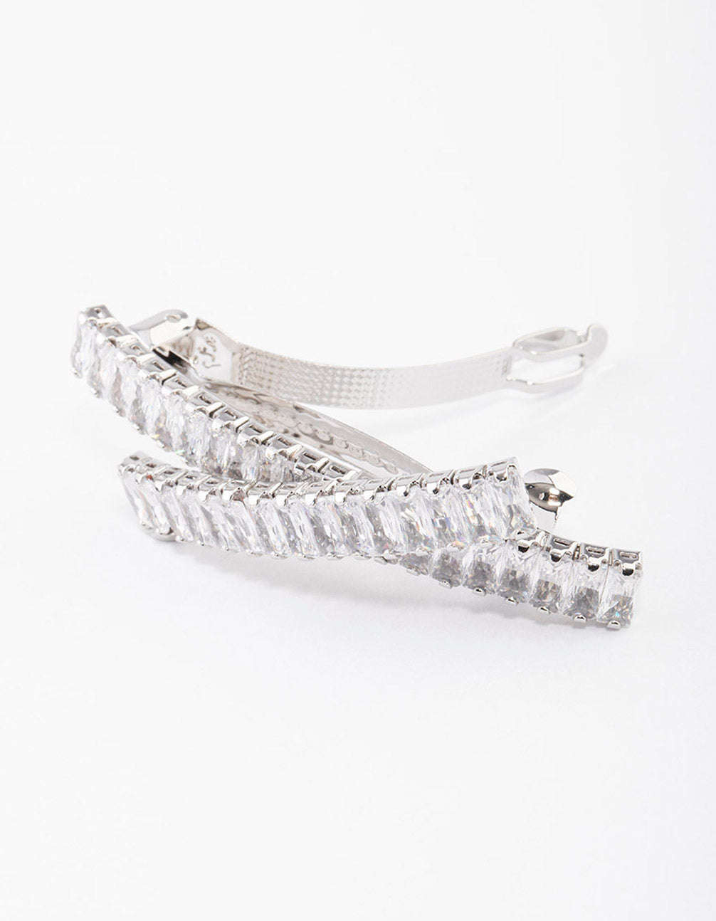 Silver Cubic Zirconia Criss Cross Celestial Hair Clip