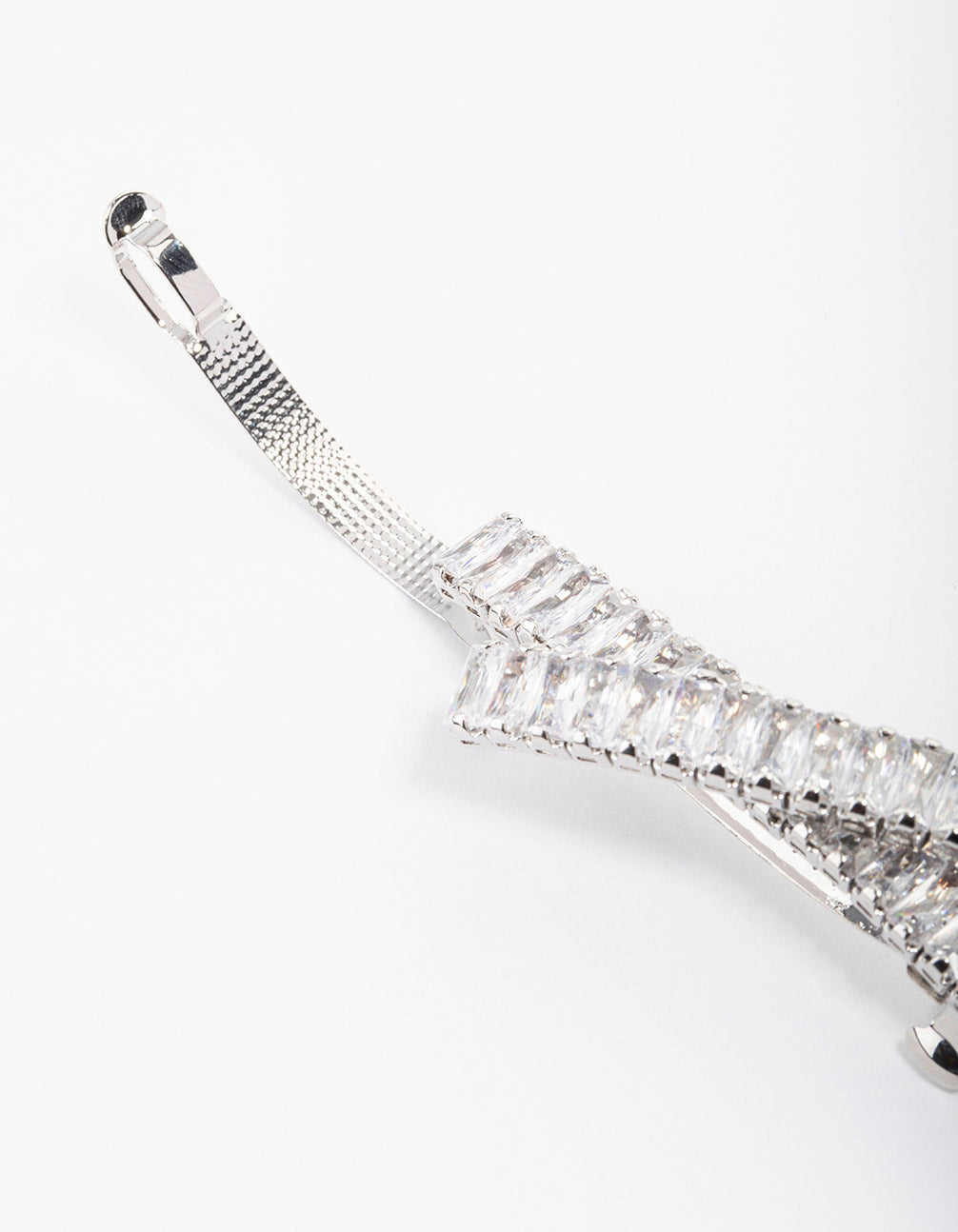Silver Cubic Zirconia Criss Cross Celestial Hair Clip