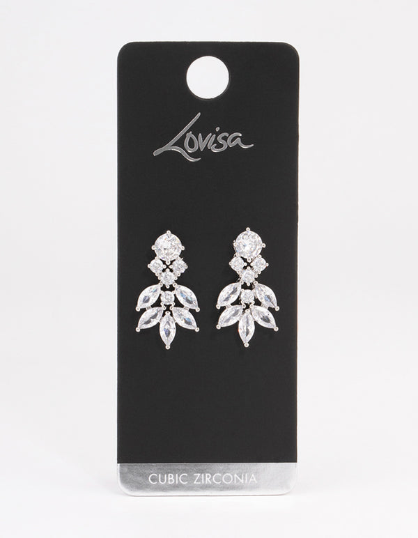 Silver Navette Mini Drop Earrings