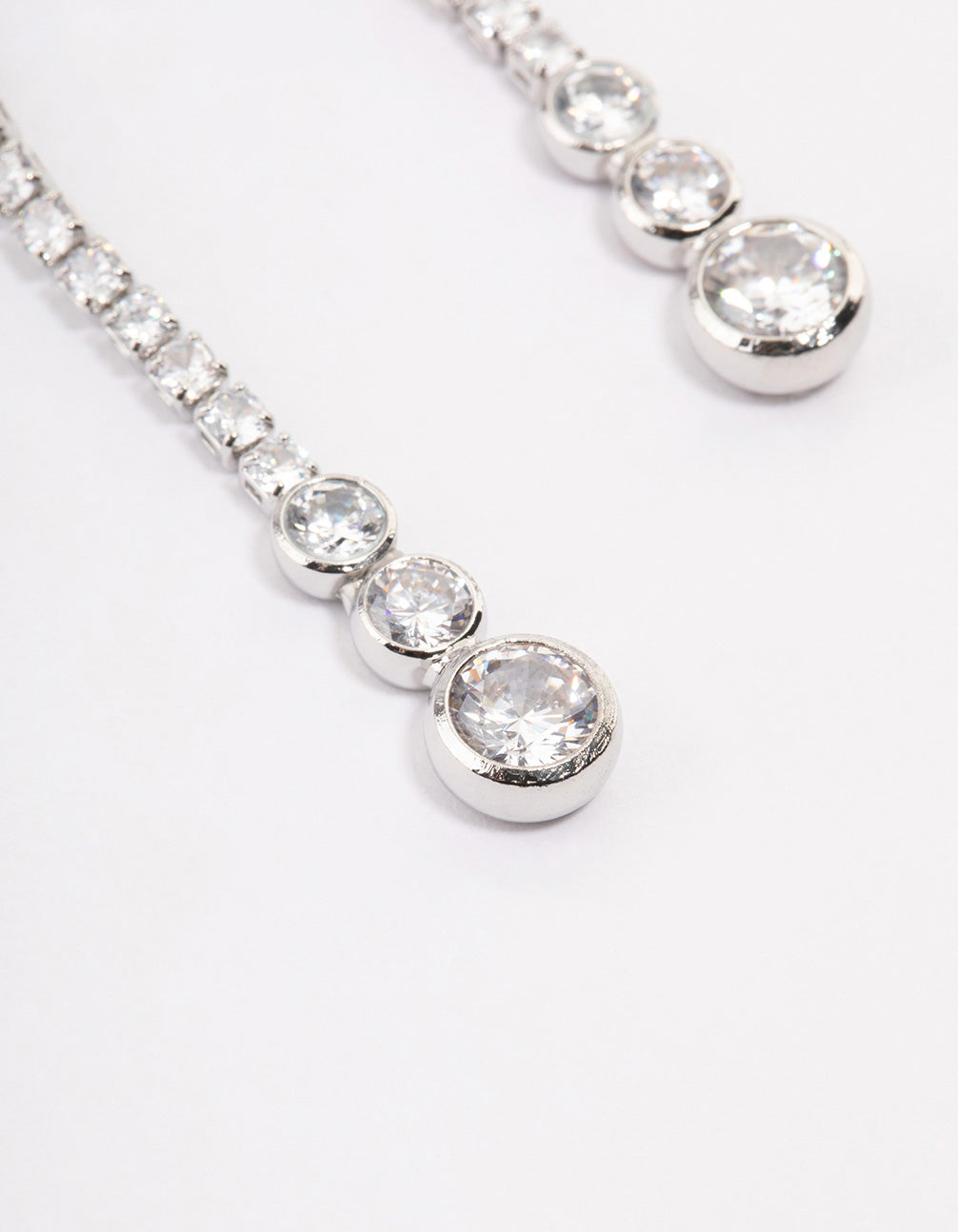 Silver Cupchain Cubic Zirconia Drop Earrings