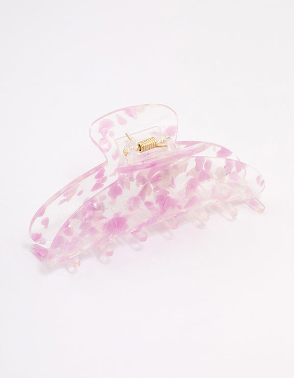 Pink Plastic Pearl Fleck Claw Clip