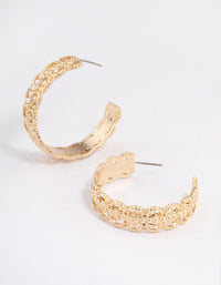Gold Plated Large Ornate Pearl Hoop Earrings - link has visual effect only