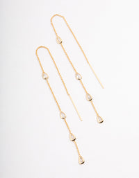 Gold Plated Station Pear Thread Through Earrings - link has visual effect only