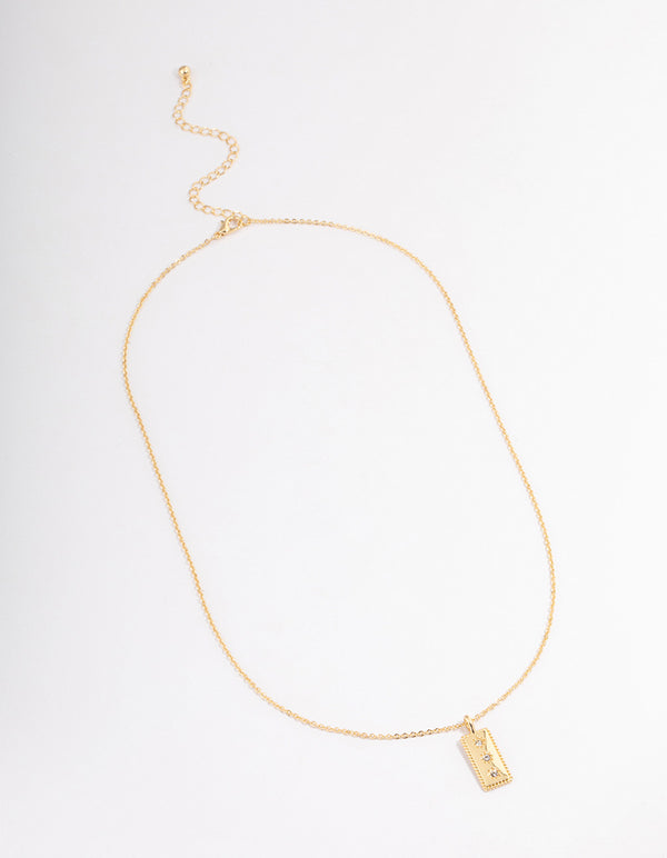 Gold Plated Triple Star Bar Necklace
