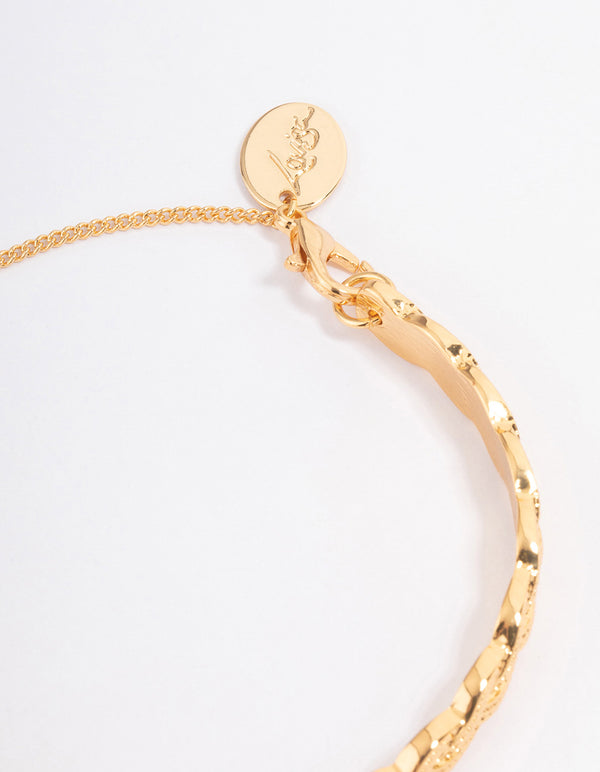 Gold Plated Twisted Weave Wrist Cuff