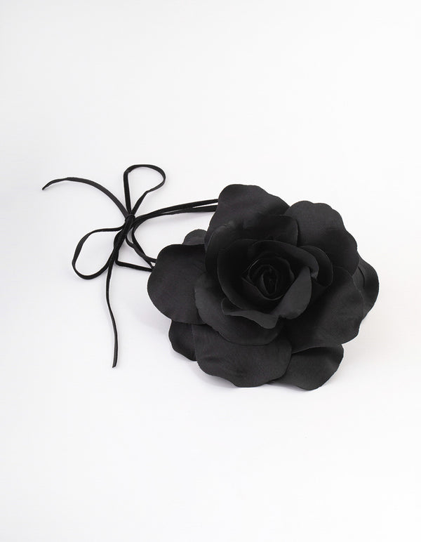 Black Large Flower Choker