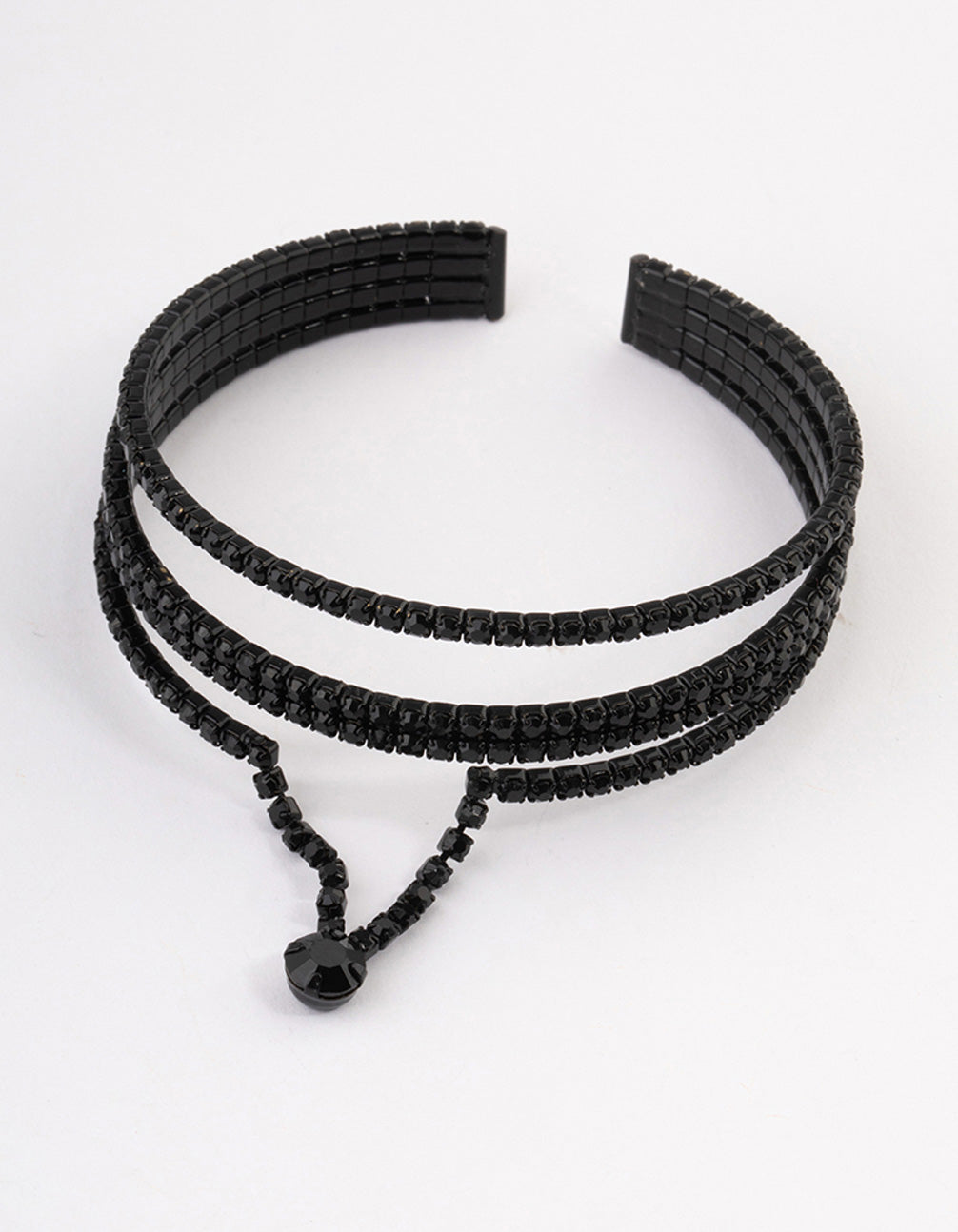Coated Black Diamante Triangle Drop Wrist Cuff
