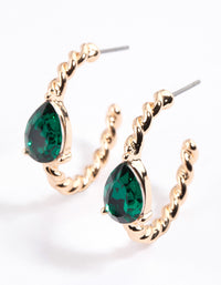Green Twisted Pear Hoop Earrings - link has visual effect only