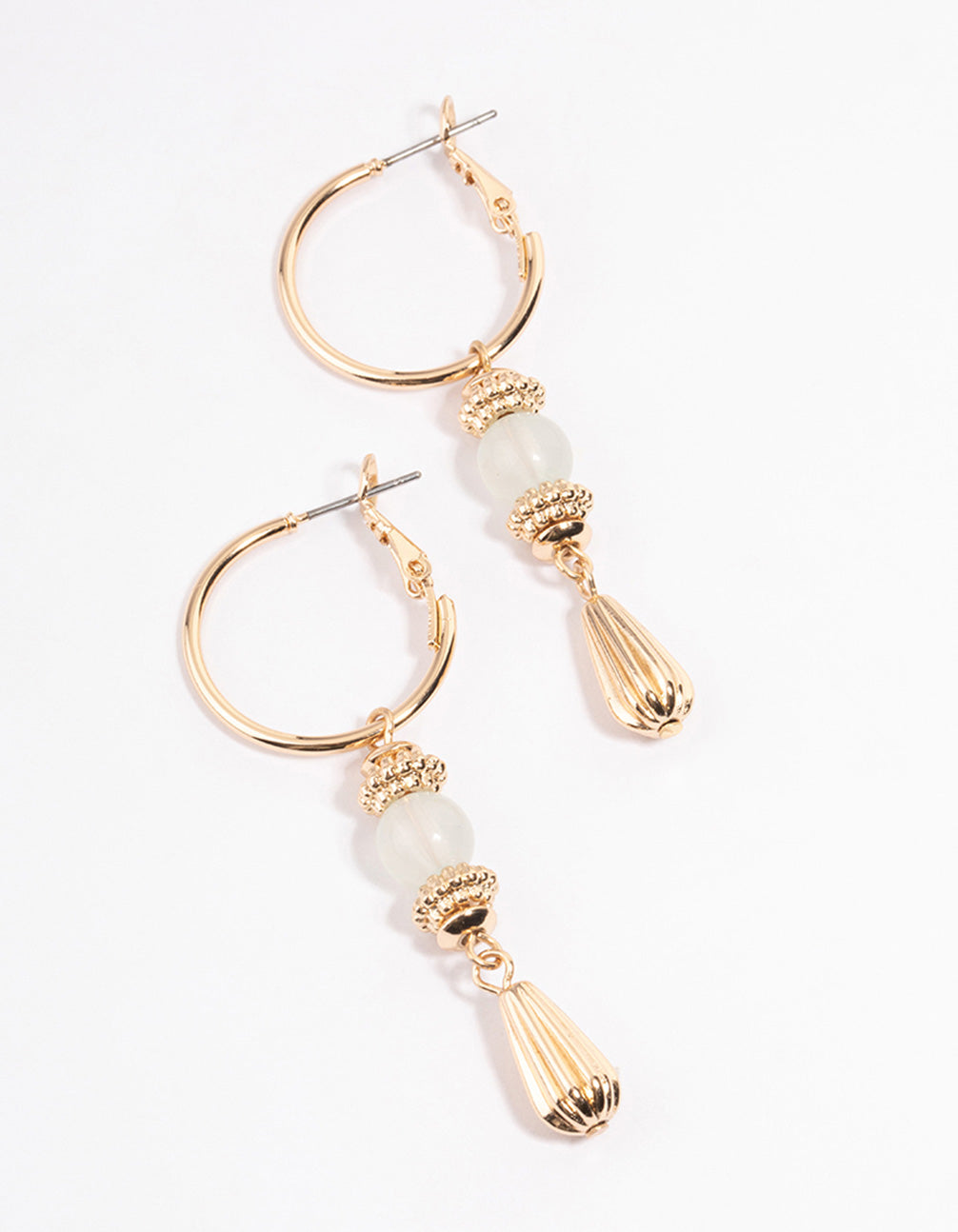 Grey Mixed Ornate Beaded Hoop Earrings