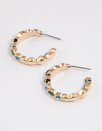 Blue In & Out Mixed Stone Hoop Earrings - link has visual effect only