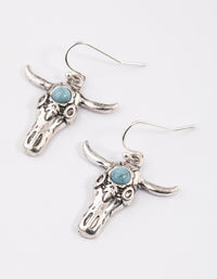 Antique Silver Boho Cow Drop Earrings - link has visual effect only