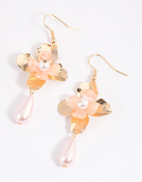 Blush Flower Pearl Droplet Drop Earrings - link has visual effect only