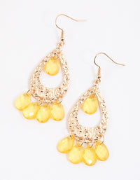 Yellow Teardrop Ornate & Facet Drop Earrings - link has visual effect only