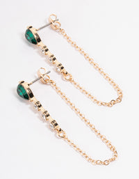 Green Pear & Round Chain Drop Earrings - link has visual effect only