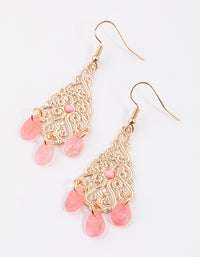 Blush Long Ornate Facet Drop Earrings - link has visual effect only
