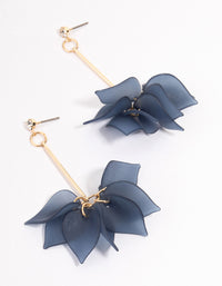 Blue Stack Petal Cluster Drop Earrings - link has visual effect only