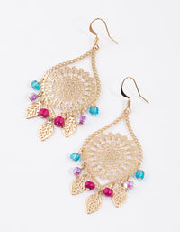 Gold Filo Marquise & Beaded Drop Earrings - link has visual effect only