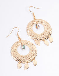 Grey Open Ornate Disc Drop Earrings - link has visual effect only