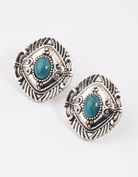 Turquoise Large Oval Boho Stud Earrings - link has visual effect only