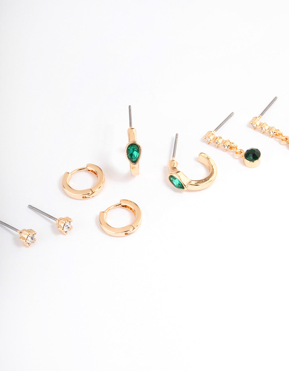 Green Staple Round & Pearl Earrings 5-Pack