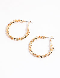 Gold Mixed Double Twisted Hoop Earrings - link has visual effect only