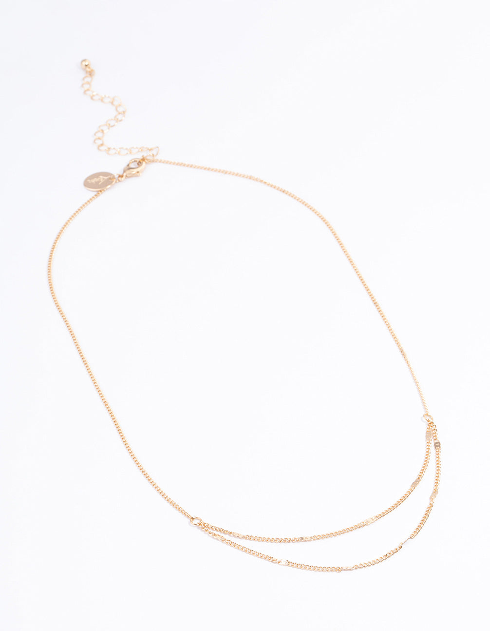 Gold Clamped Cable Double Necklace