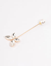 Gold Pearl & Diamante Butterfly Scarf Pin - link has visual effect only
