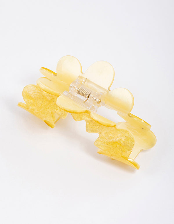 Plastic Yellow Small Curved Cut Out Claw Clip