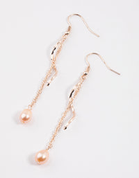 Rose Gold Freshwater Pearl Twisted Spiral Drop Earrings - link has visual effect only
