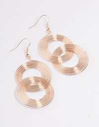 Rose Gold Linked Coil Drop Earrings - link has visual effect only