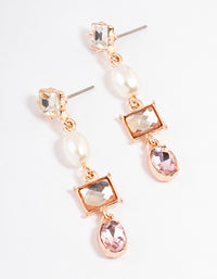 Blush Multi Stone & Pearl Drop Earrings - link has visual effect only