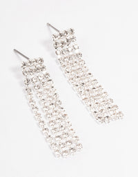 Silver Four Diamante Cupchain Drop Earrings - link has visual effect only
