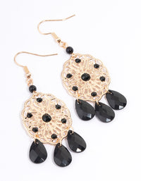 Black Filo Diamante Facet Drop Earrings - link has visual effect only